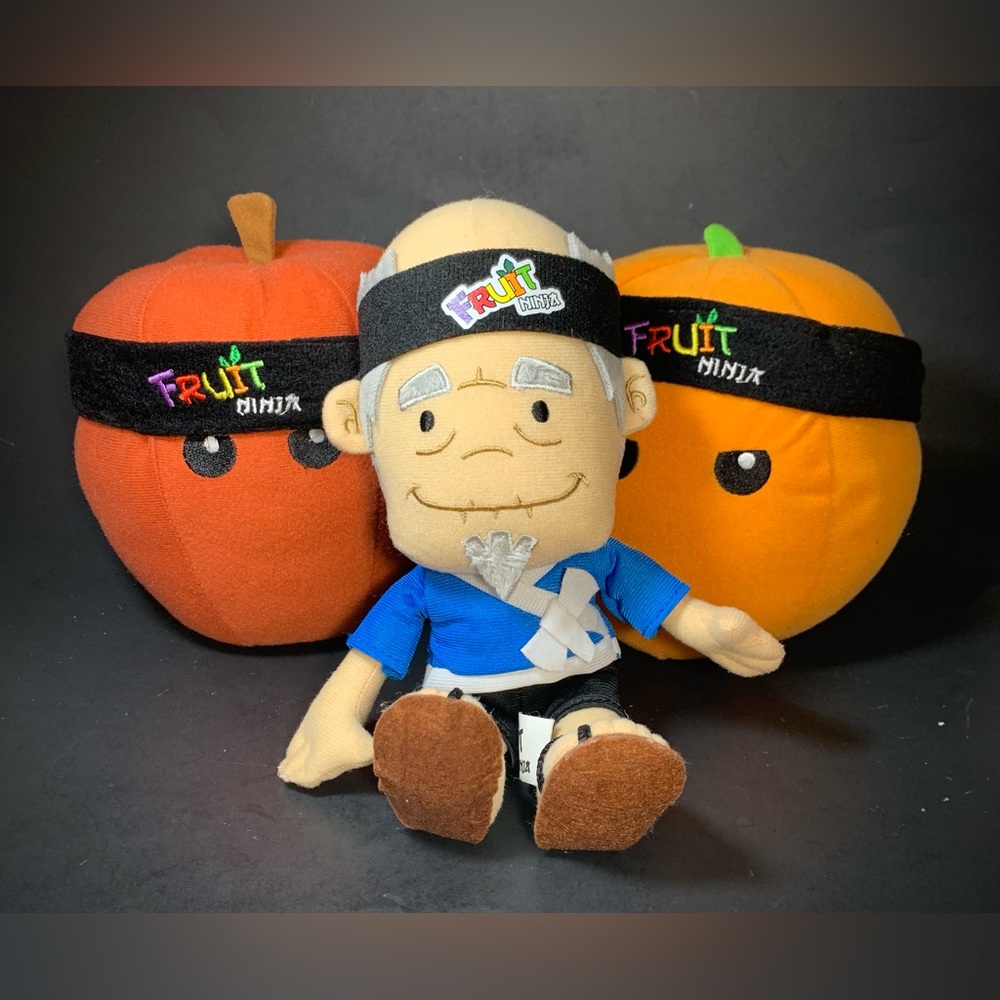 Fruit Ninja Plush Apple, Orange, Sensei Man Lot Of 3 Plush Stuffed Animal